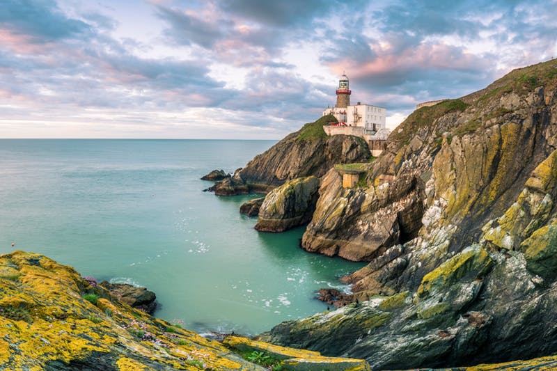 Baily Lighthouse near Dublin at sunrise